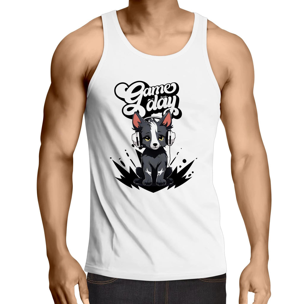 Game Day Pup AS Colour Lowdown - Mens Singlet Top Ogo Merch