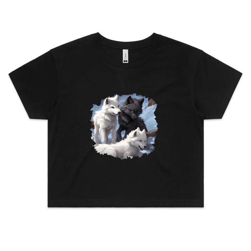 Three Wolves AS Colour - Women's Crop Tee Ogo Merch