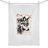 Wolf and Flowers 50% Linen 50% Cotton Tea Towel Ogo Merch