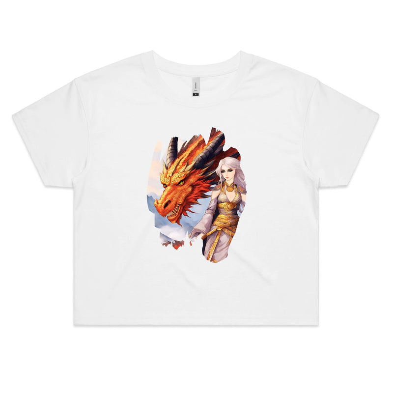 Lady and Pet Dragon AS Colour - Women's Crop Tee Ogo Merch