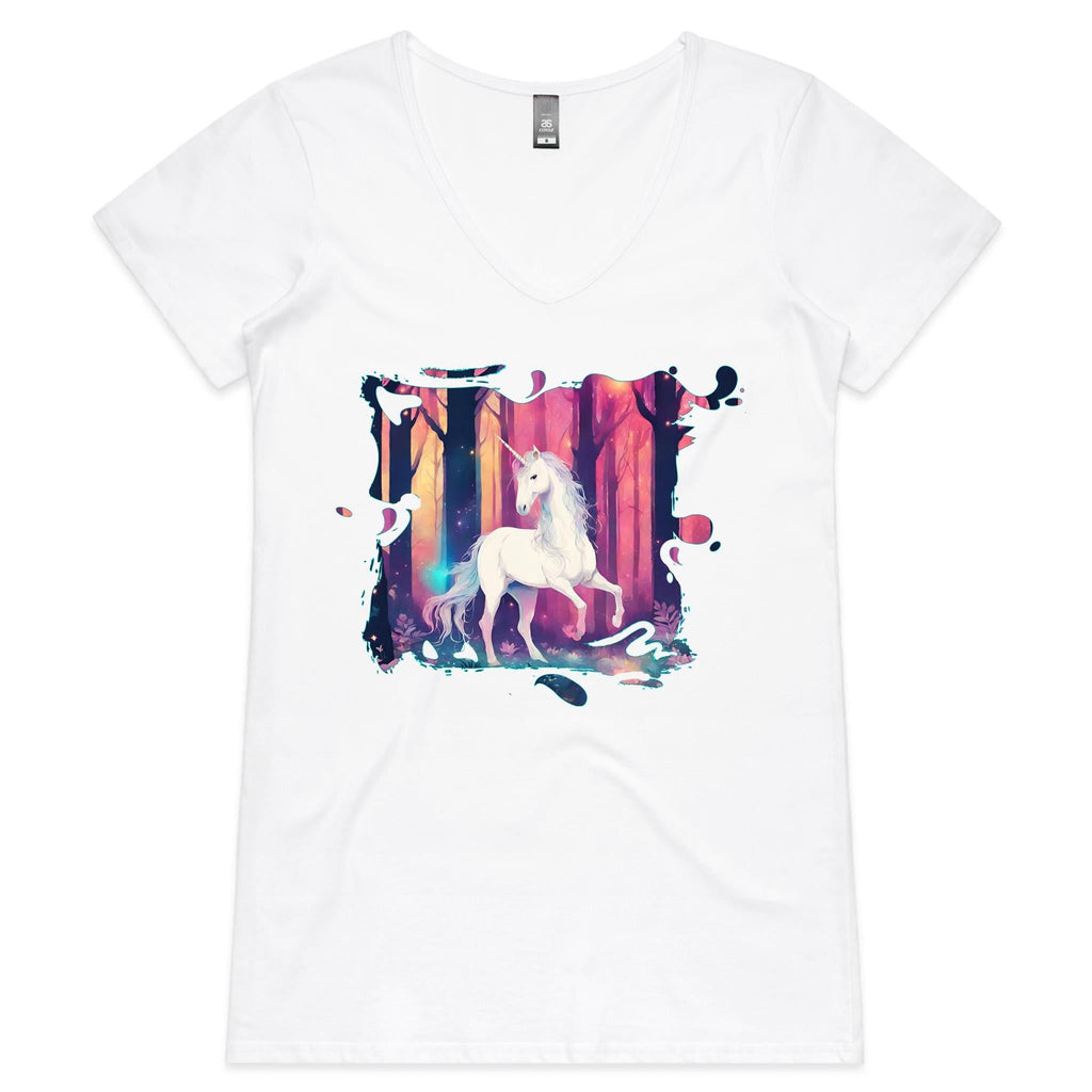 Unicorn AS Colour Bevel Womens VNeck TShirt Ogo Merch