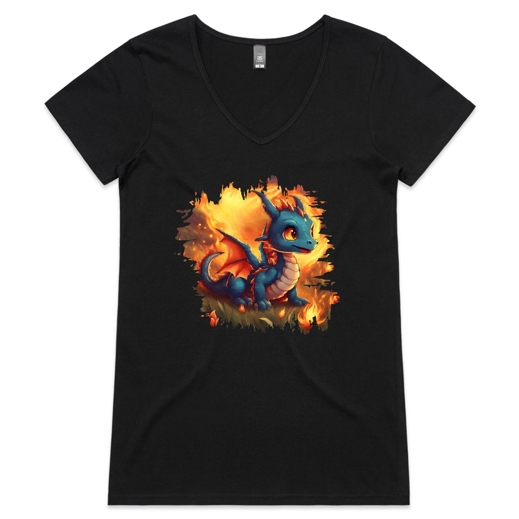 Baby Dragon AS Colour Bevel Womens Vneck Tshirt Ogo Merch