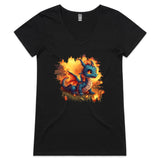 Baby Dragon AS Colour Bevel Womens Vneck Tshirt Ogo Merch