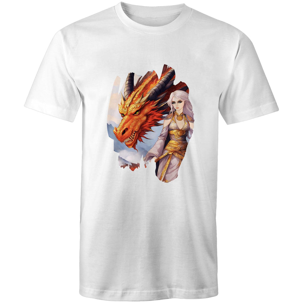 Lady and Pet Dragon AS Colour Staple - Mens T-Shirt Ogo Merch