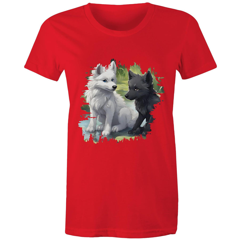 Two Wolves AS Colour - Women's Maple Tee Ogo Merch