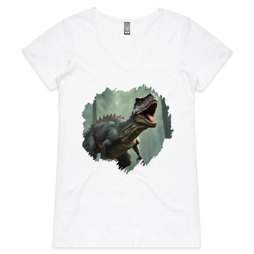 T Rex AS Colour Bevel - Womens V-Neck T-Shirt Ogo Merch
