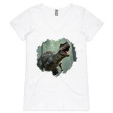 T Rex AS Colour Bevel - Womens V-Neck T-Shirt Ogo Merch