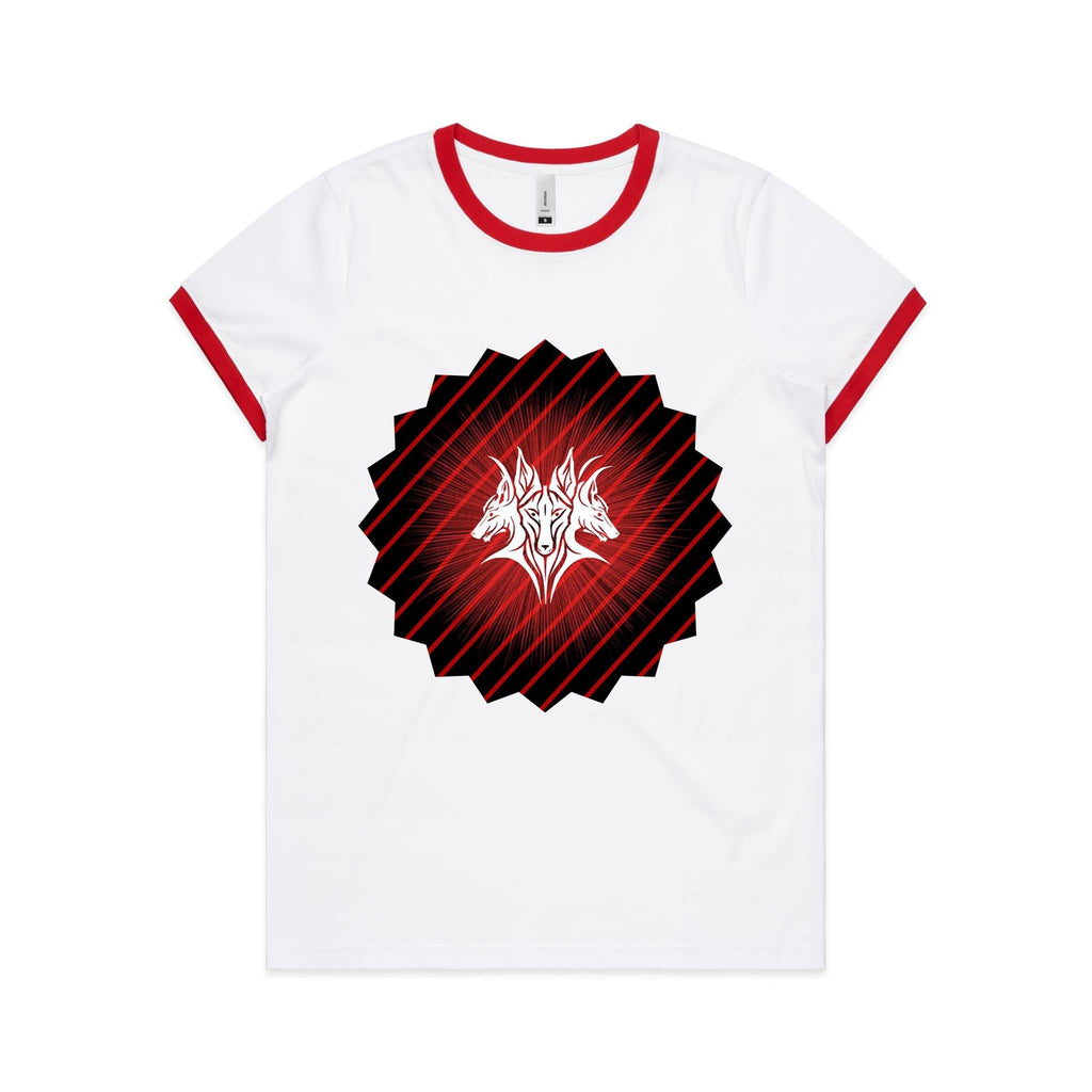 Glowing Cerberus AS Colour Women's Ringer Tee Ogo Merch