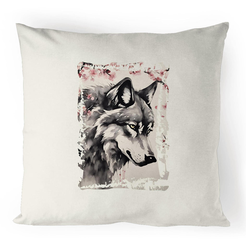 Wolf and Flowers 100% Linen Cushion Cover Ogo Merch