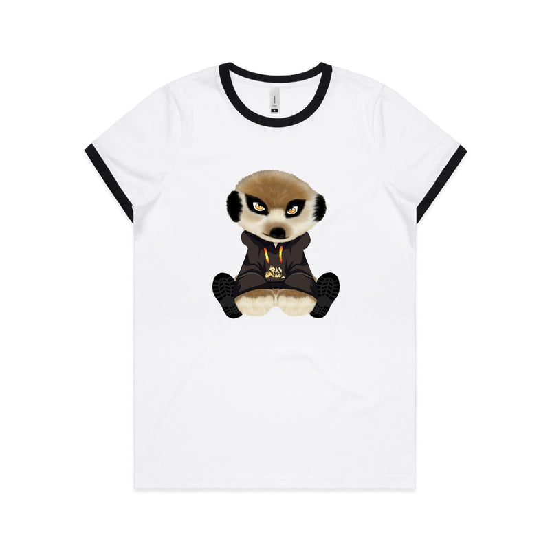 Meerkat in Hoodie AS Colour Women's Ringer Tee Ogo Merch
