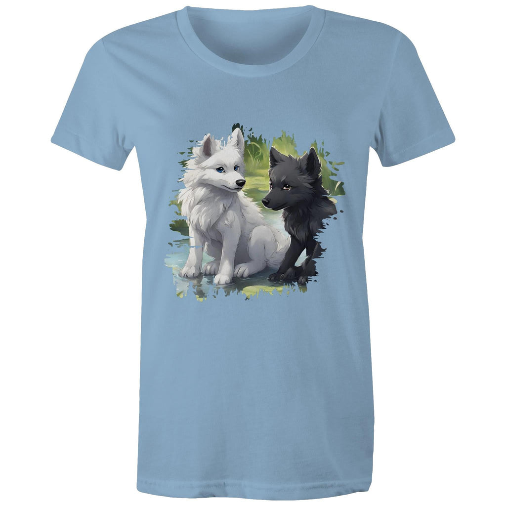 Two Wolves AS Colour - Women's Maple Tee Ogo Merch