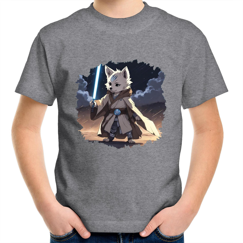 Wolf with Lightsaber AS Colour Kids Youth T-Shirt Ogo Merch