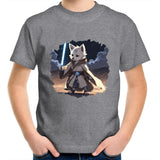 Wolf with Lightsaber AS Colour Kids Youth T-Shirt Ogo Merch