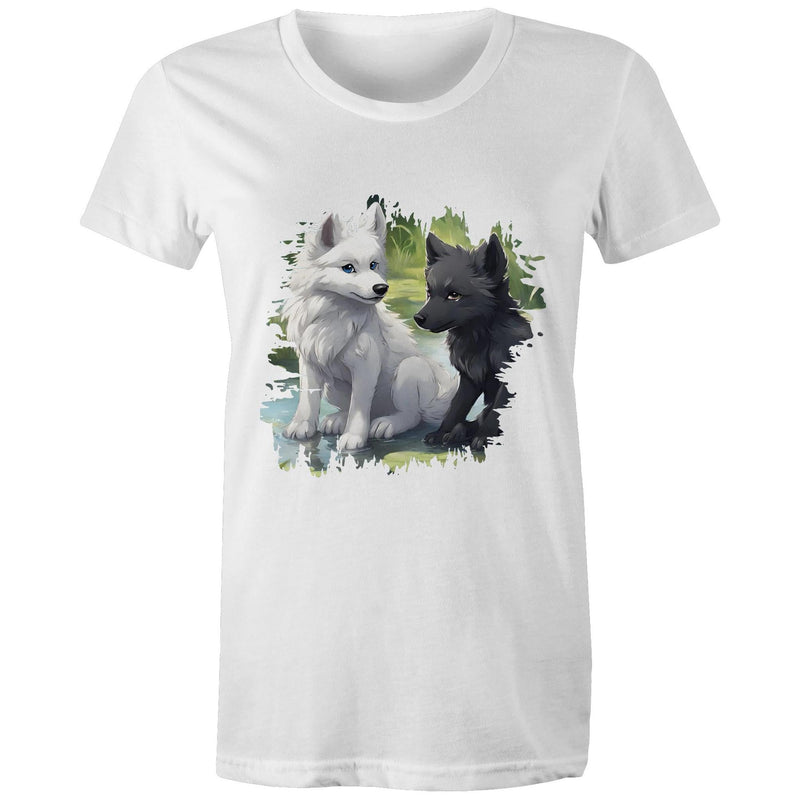 Two Wolves AS Colour - Women's Maple Tee Ogo Merch