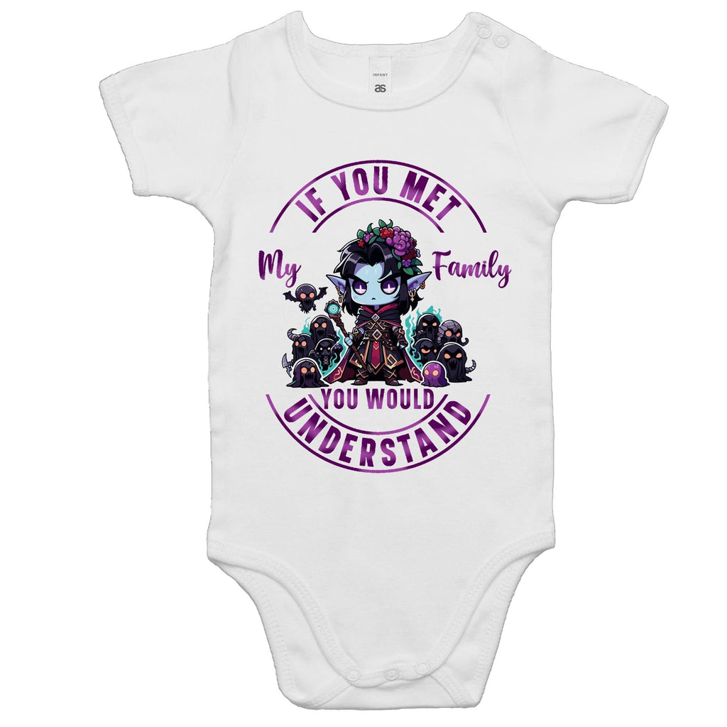 Meet my Family Angry Girl AS Colour Mini Me - Baby Onesie Romper Ogo Merch