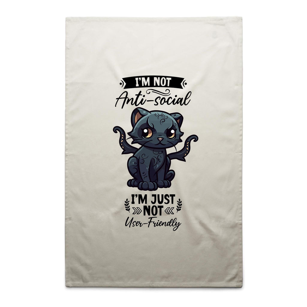 Antisocial Cat Monster AS Colour Tea Towel Ogo Merch