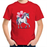 Unicorn and Flower AS Colour Kids Youth T-Shirt Ogo Merch