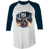 Wolf with Lightsaber AS Colour Raglan 3/4 Sleeve TShirt Ogo Merch