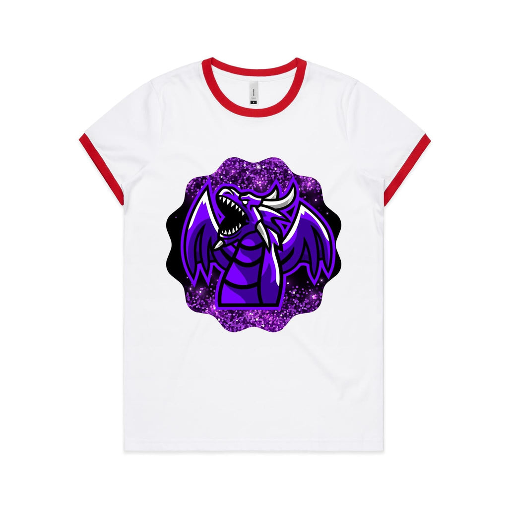 Shining Purple Dragon AS Colour Women's Ringer Tee Ogo Merch