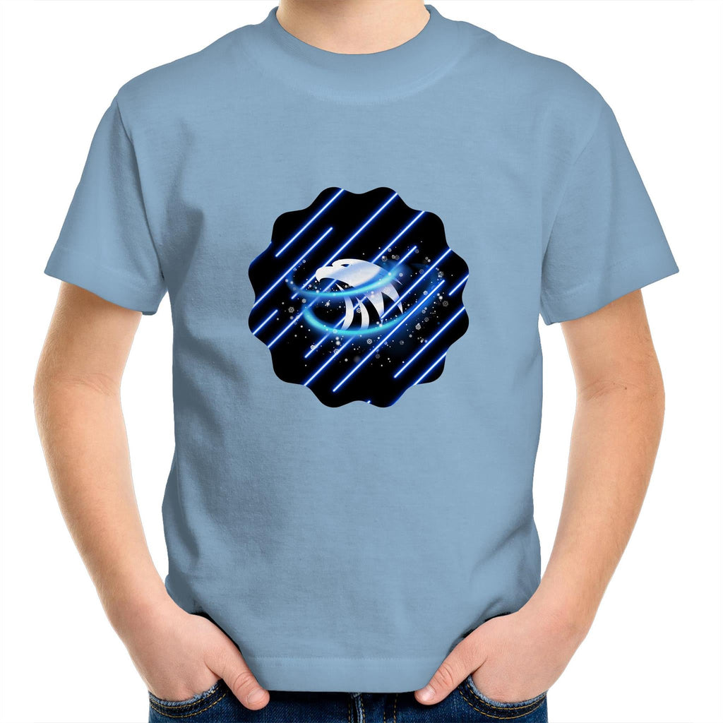 Blue Swirl Eagle AS Colour Kids Youth T-Shirt Ogo Merch