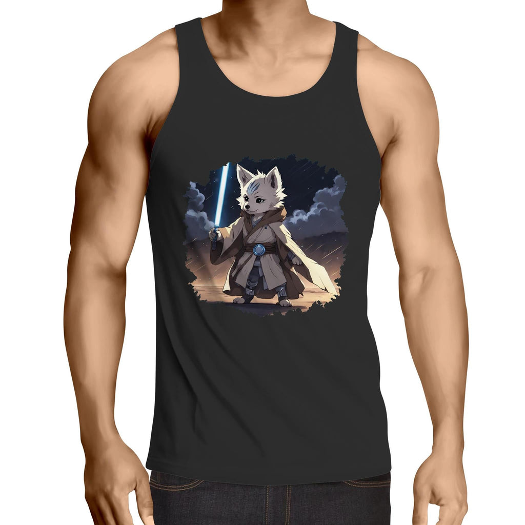 Wolf with Lightsaber AS Colour Lowdown Mens Singlet Top Ogo Merch