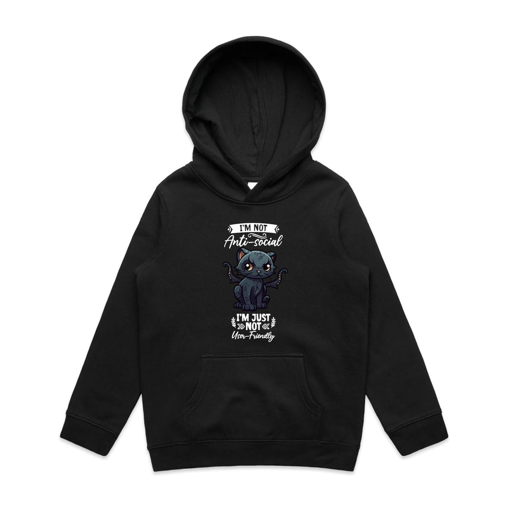 Antisocial Cat Monster AS Colour - Youth Supply Hood Ogo Merch