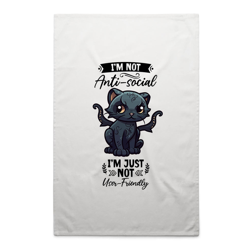 Antisocial Cat Monster AS Colour Tea Towel Ogo Merch
