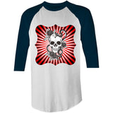 Snake and Skull AS Colour Raglan 3/4 Sleeve TShirt Ogo Merch