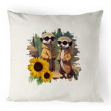 Sunflower Meerkats 100% Linen Cushion Cover Ogo Merch