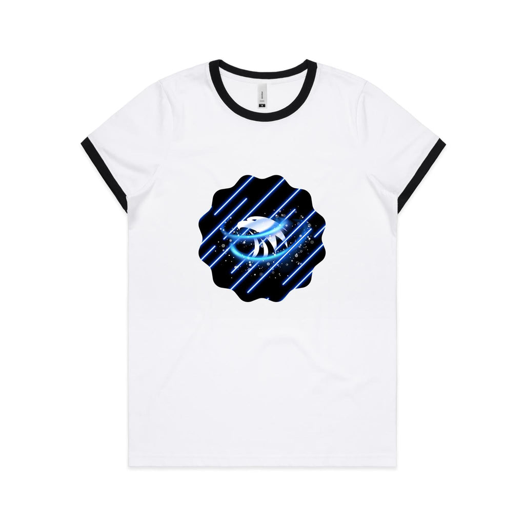 Blue Swirl Eagle AS Colour Women's Ringer Tee Ogo Merch