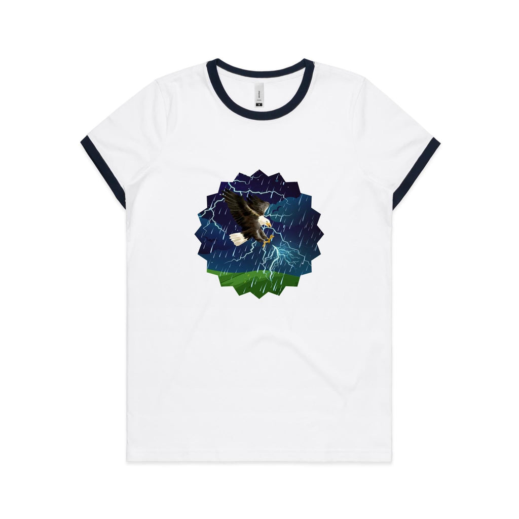 Lightning Eagle AS Colour Women's Ringer Tee Ogo Merch