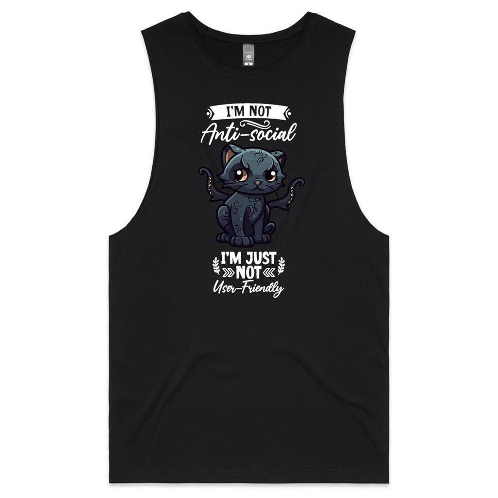 Antisocial Cat Monster AS Colour Barnard - Mens Tank Top Tee Ogo Merch