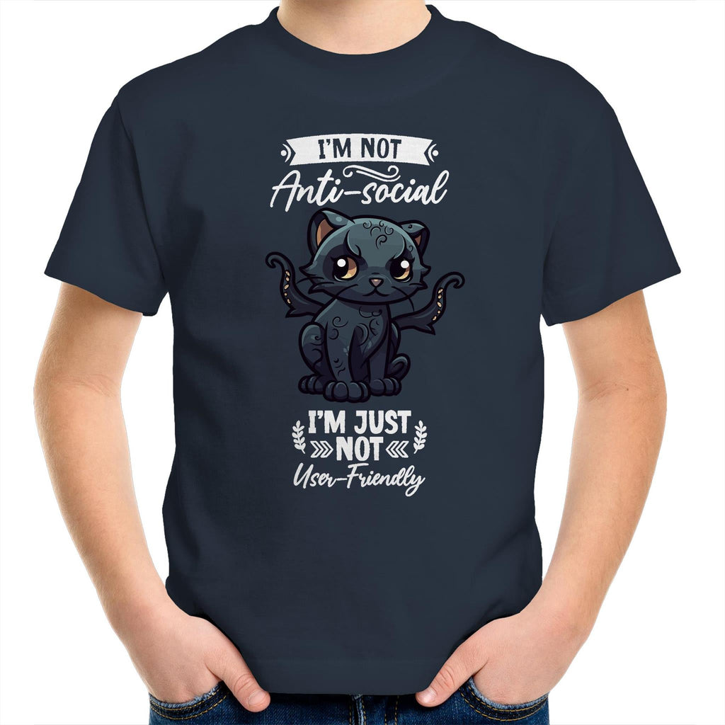 Antisocial Cat Monster AS Colour Kids Youth T-Shirt Ogo Merch