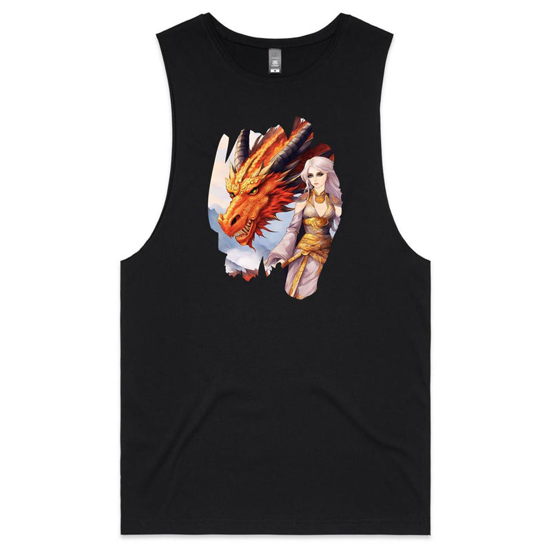 Lady and Pet Dragon AS Colour Barnard - Mens Tank Top Tee Ogo Merch
