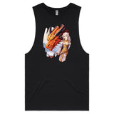 Lady and Pet Dragon AS Colour Barnard - Mens Tank Top Tee Ogo Merch