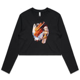 Lady and Pet Dragon AS Colour - Women's Long Sleeve Crop Tee Ogo Merch