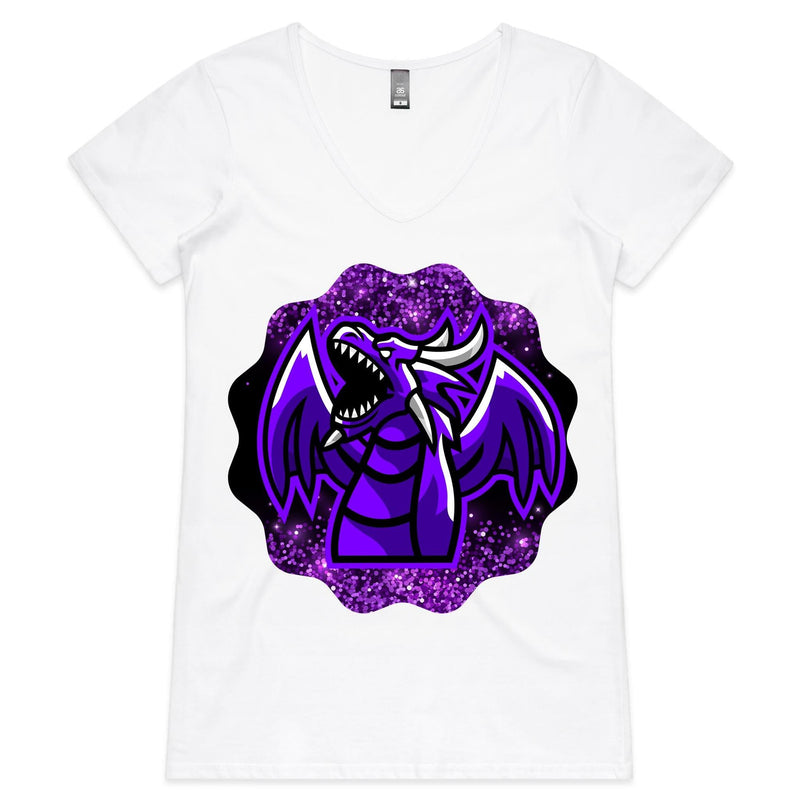 Shining Purple Dragon AS Colour Bevel Womens VNeck TShirt Ogo Merch