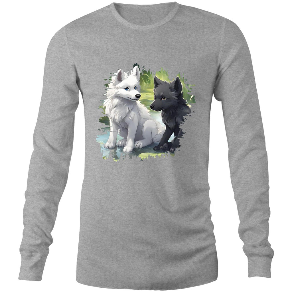 Two Wolves AS Colour Base Mens Long Sleeve TShirt Ogo Merch