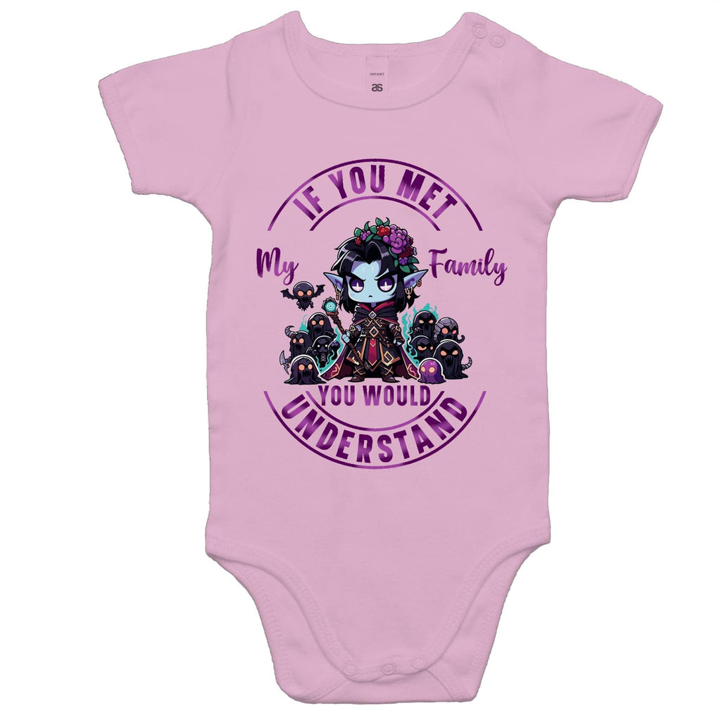 Meet my Family Angry Girl AS Colour Mini Me - Baby Onesie Romper Ogo Merch