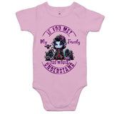 Meet my Family Angry Girl AS Colour Mini Me - Baby Onesie Romper Ogo Merch