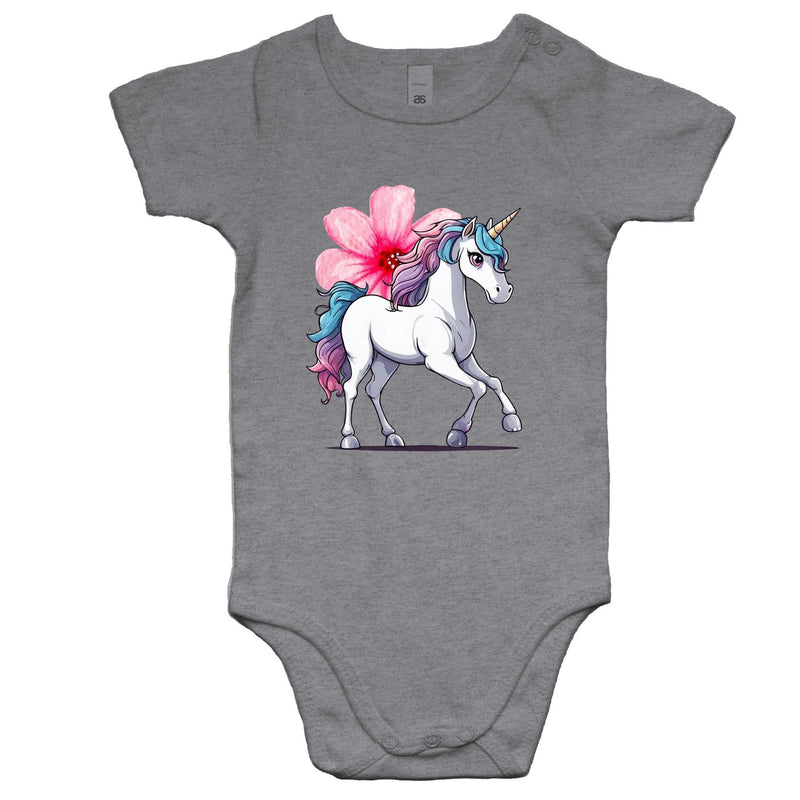 Unicorn and Flower AS Colour Mini Me - Baby Onesie Romper Ogo Merch