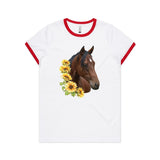 Sunflower Horse AS Colour Women's Ringer Tee Ogo Merch