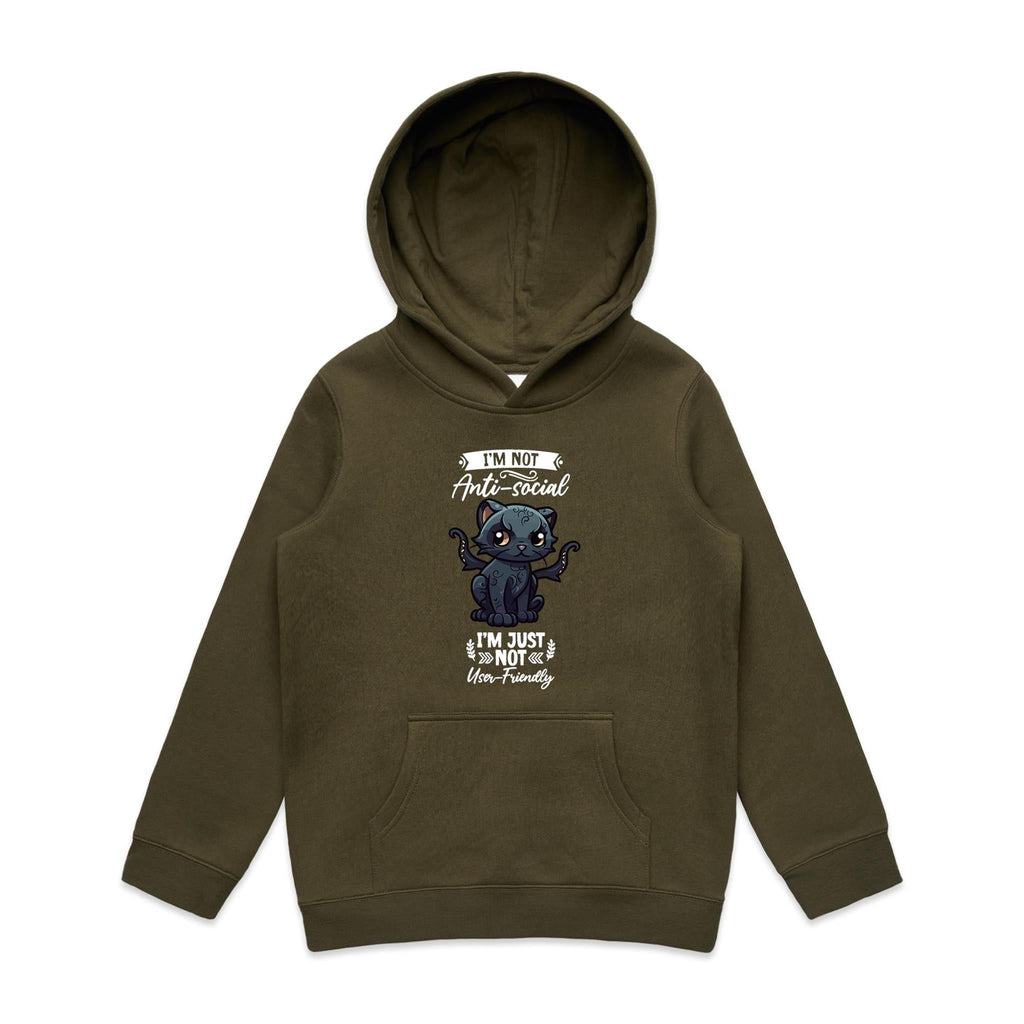 Antisocial Cat Monster AS Colour - Youth Supply Hood Ogo Merch