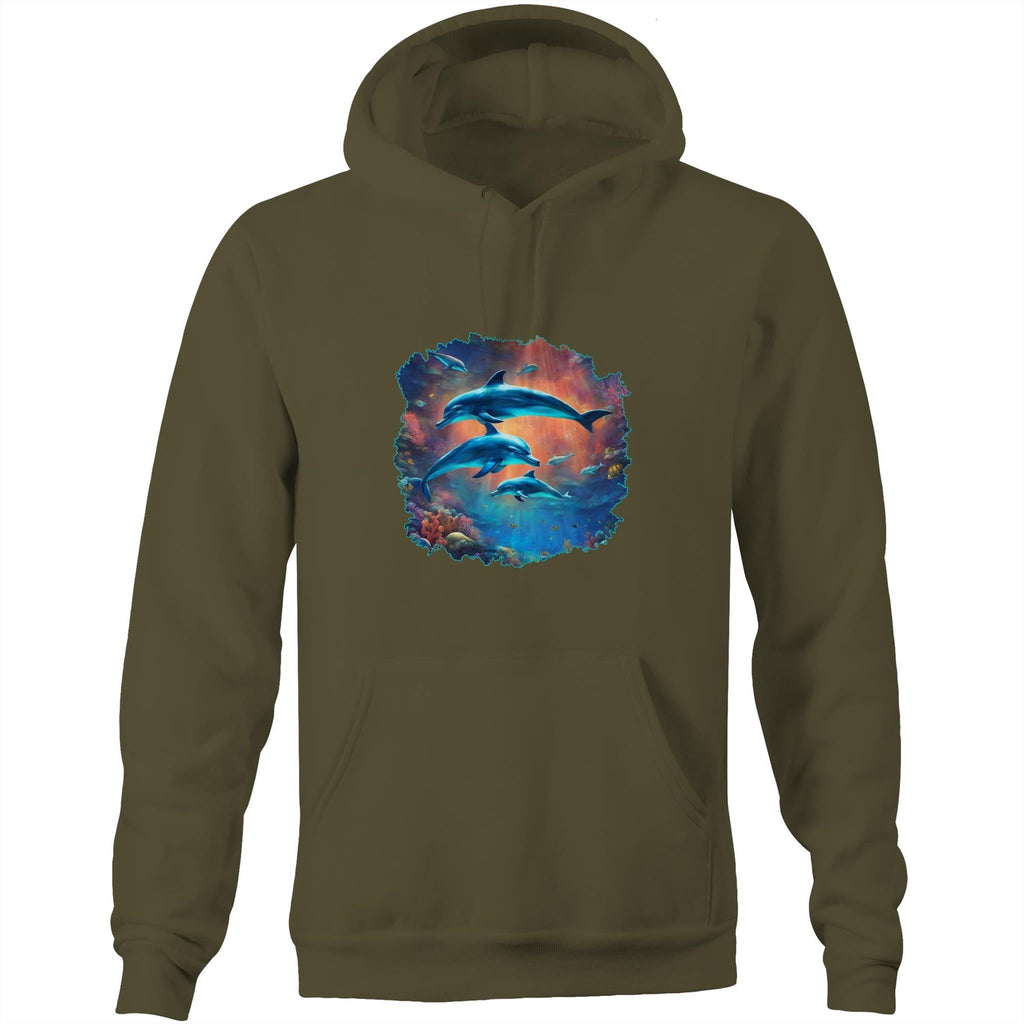 Dolphins AS Colour Stencil - Pocket Hoodie Sweatshirt Ogo Merch