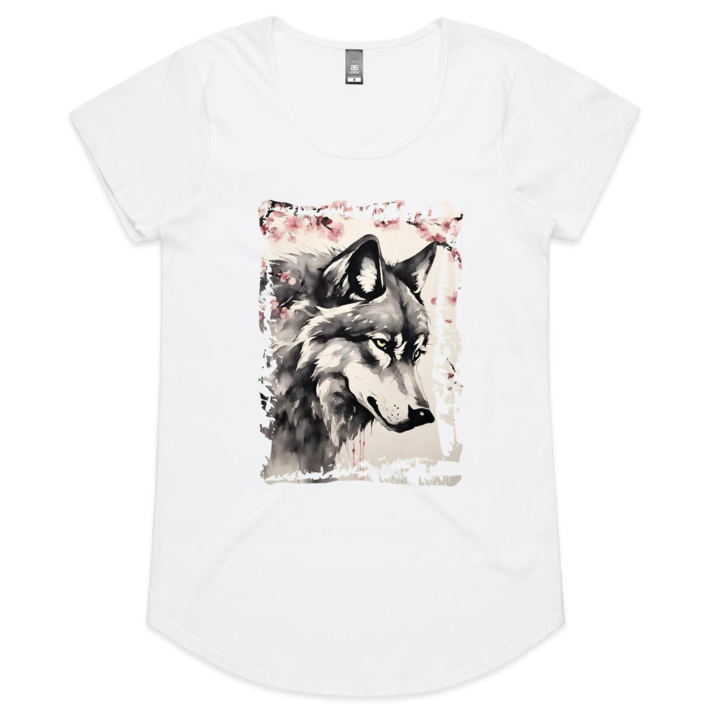 Wolf and Flowers AS Colour Mali Womens Scoop Neck TShirt Ogo Merch