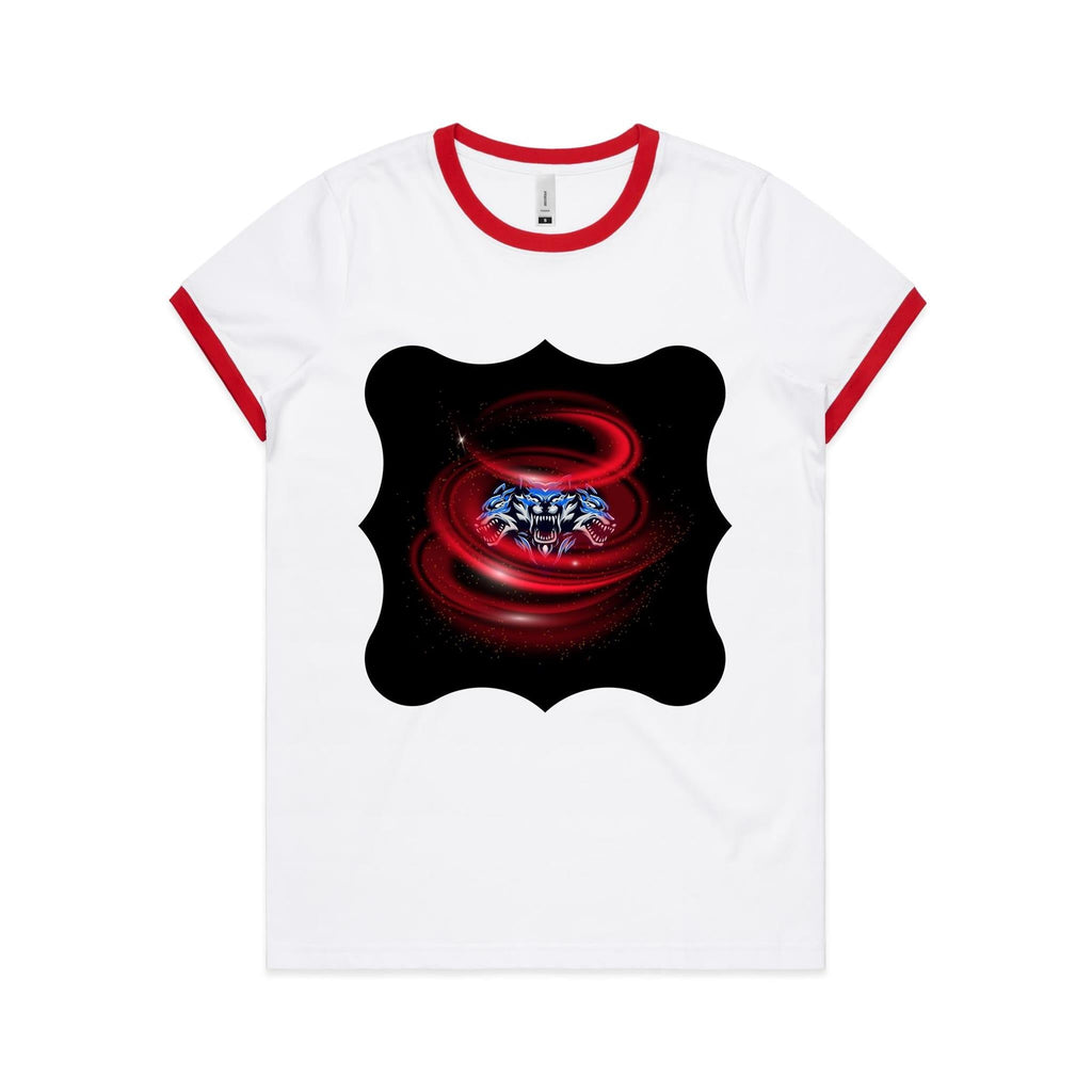 Cerberus Swirl AS Colour Women's Ringer Tee Ogo Merch