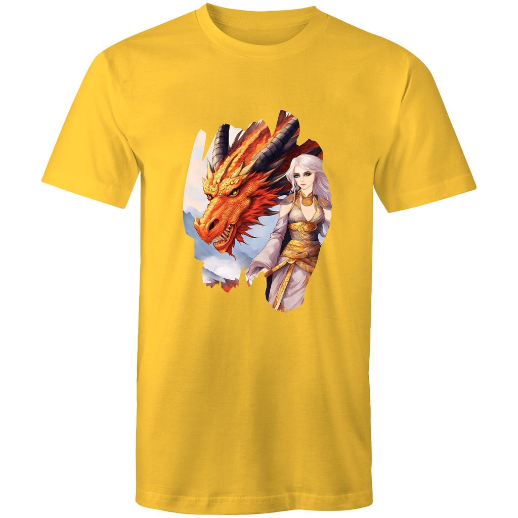 Lady and Pet Dragon AS Colour Staple - Mens T-Shirt Ogo Merch