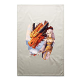Lady and Pet Dragon AS Colour Tea Towel Ogo Merch