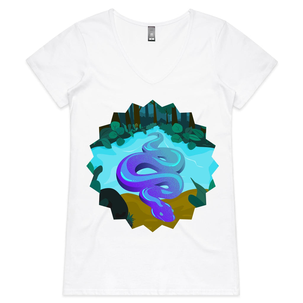 River Snake AS Colour Bevel Womens VNeck TShirt Ogo Merch