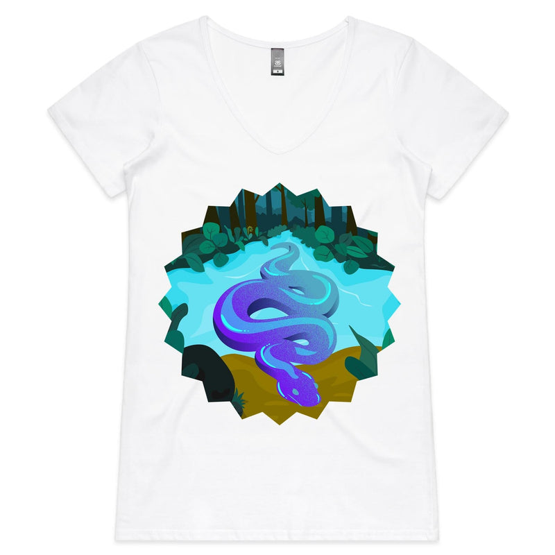 River Snake AS Colour Bevel Womens VNeck TShirt Ogo Merch
